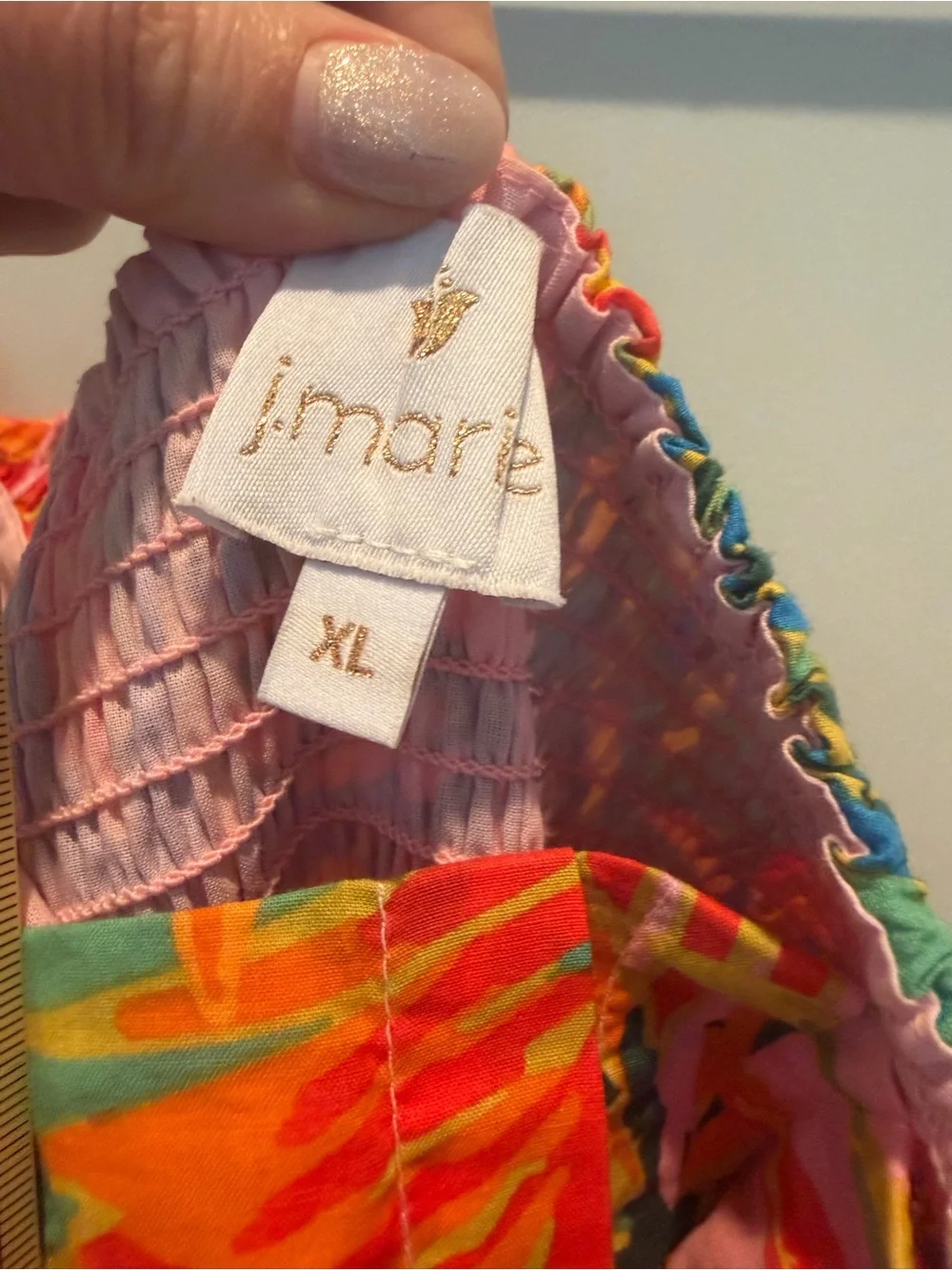 j.marie Vibrant Paloma Tropical Puff-Sleeve Romper in Orange & Pink - Picture 4 of 6